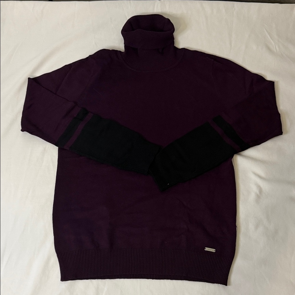 Calvin Klein Collection Purple and Black Turtleneck